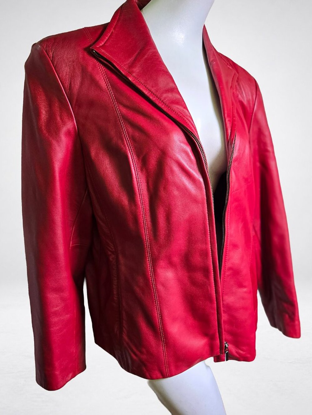 Nine West Separates Red Leather Moto Jacket, Size XL